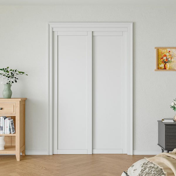 Moristar 48 in. x 80 in. Paneled Primed White Solid Core MDF