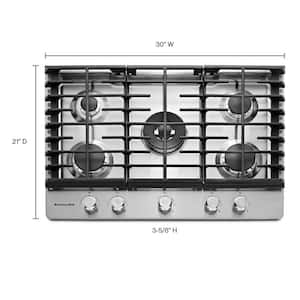 30 in. Gas Cooktop in Stainless Steel with 5 Burners Including Professional Dual Ring Burner