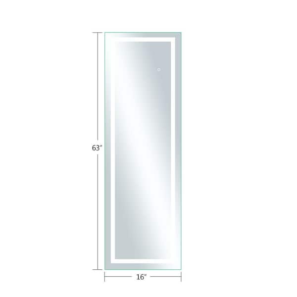 Lumioca 16 in. W x 63 in. H Right-Angle Rectangle LED Aluminum Frameless White Full-Length Mirror
