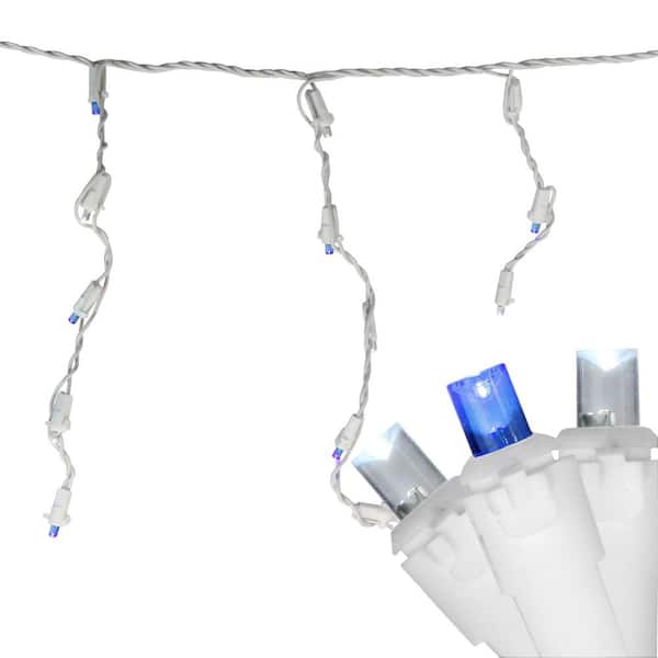 6.75 ft. 100-Light Blue and Pure White LED Wide Angle Icicle Lights