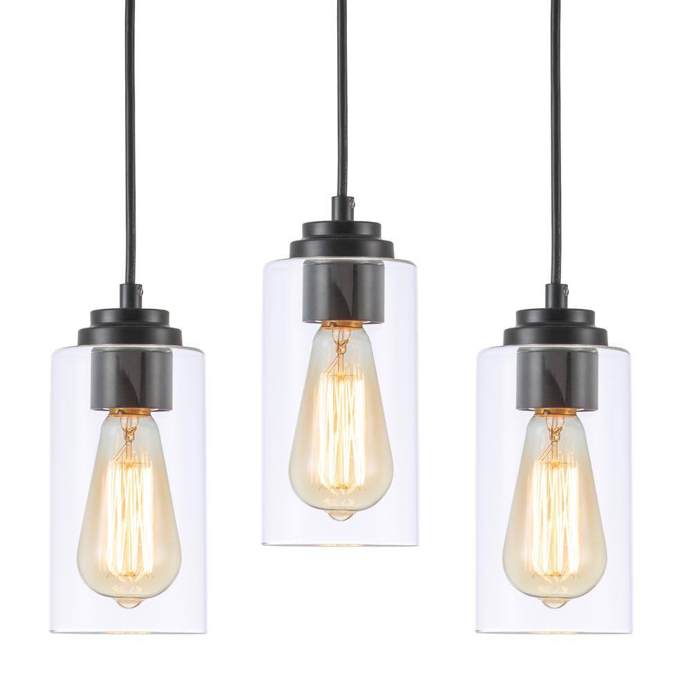 Black and Nickel Mini Pendant Light with Clear Glass Shade