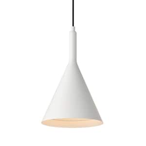 Carson 1-Light White Metal Cone Hanging Kitchen Pendant Light