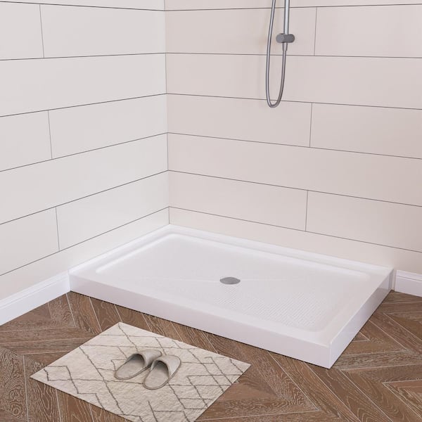 DEERVALLEY Rectangular 48 in. L x 30 in. W Acrylic Alcove Shower Pan Base with Center Drain in White