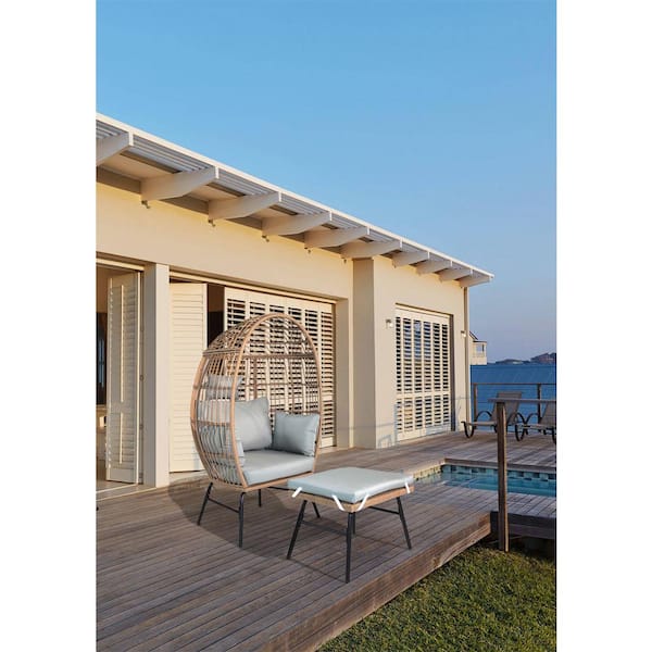 Kahomvis 2-Piece Wicker Outdoor Bistro Set with Footstool