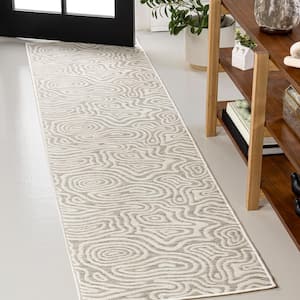 Eryx Modern Bohemian Organic Reversible Machine-Washable Gray/Cream 2 ft. x 8 ft. Indoor/Outdoor Runner Area Rug