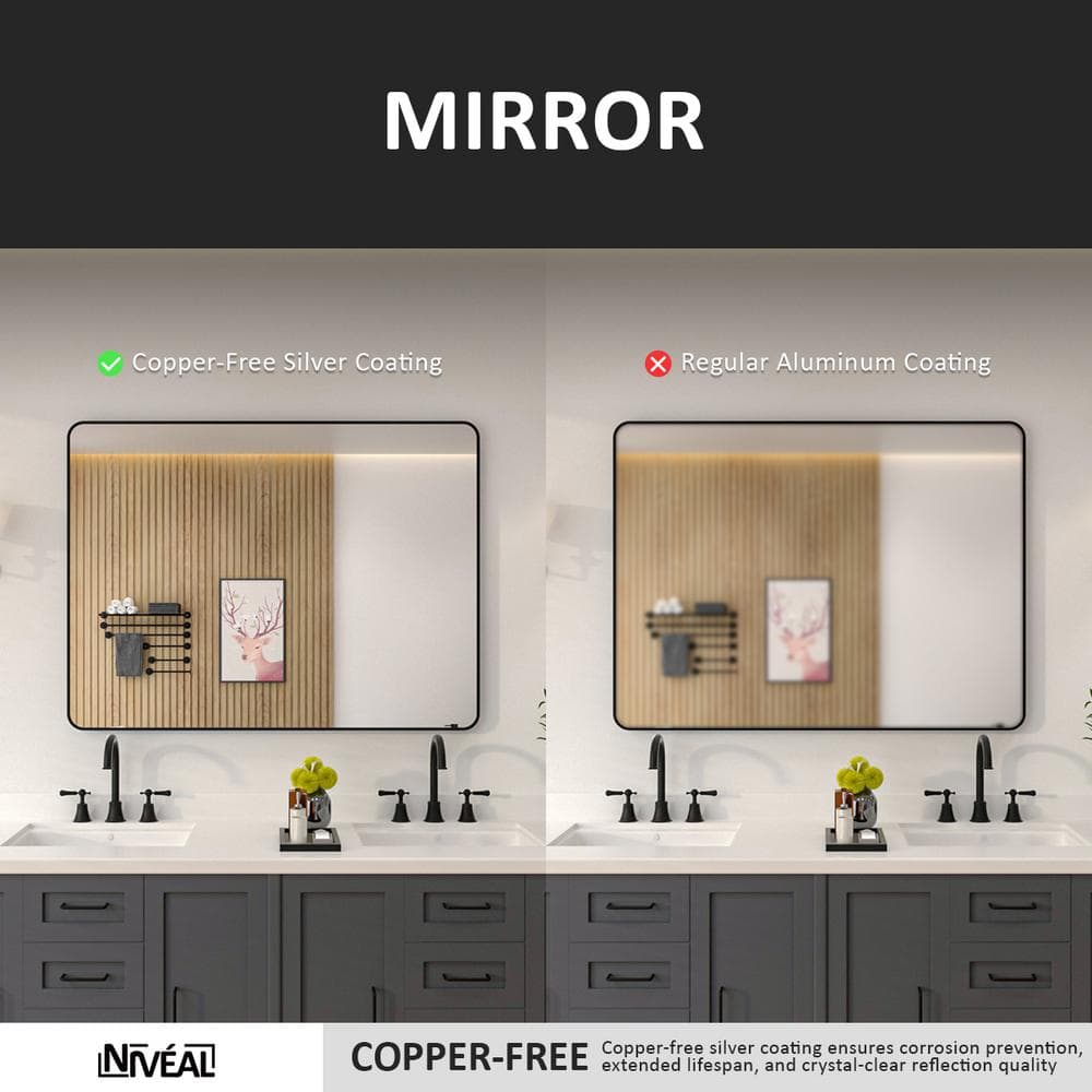 Niveal 24'' x 36'' Silver and Gold Rectangular Bathroom Mirror