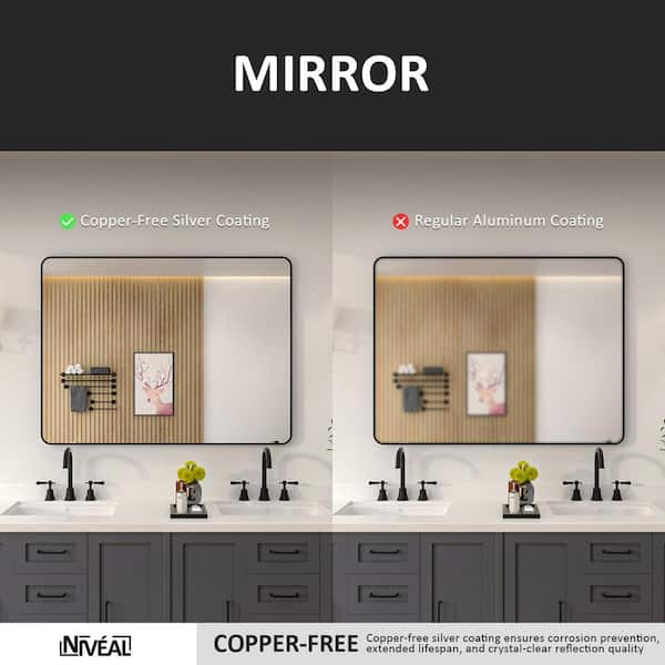 24 in. W x 36 in. H Rectangular Framed Wall Bathroom Vanity Mirror