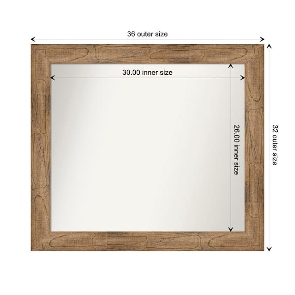 Amanti Art Owl Brown 35.5 in. W. x 31.5 in. Custom Non-Beveled Wood Framed Bathroom Vanity Wall Mirror