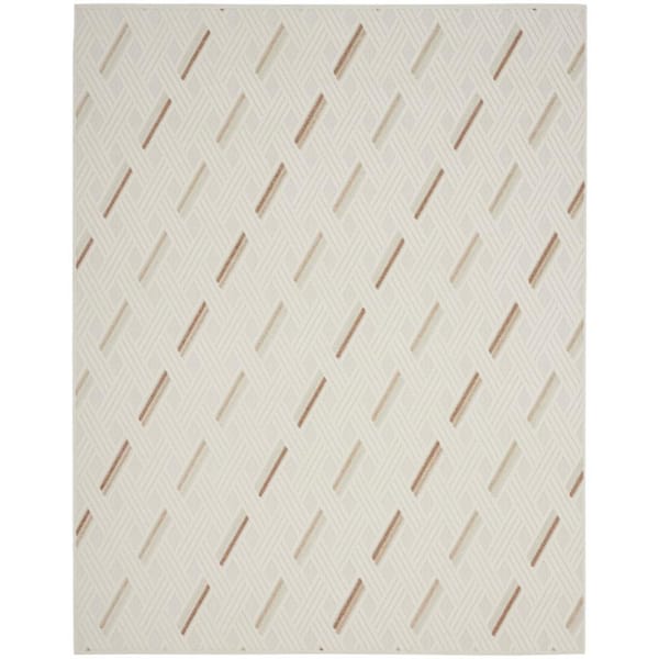 Nourison Casual Ivory Beige 9 ft. x 12 ft. Abstract Contemporary Area Rug