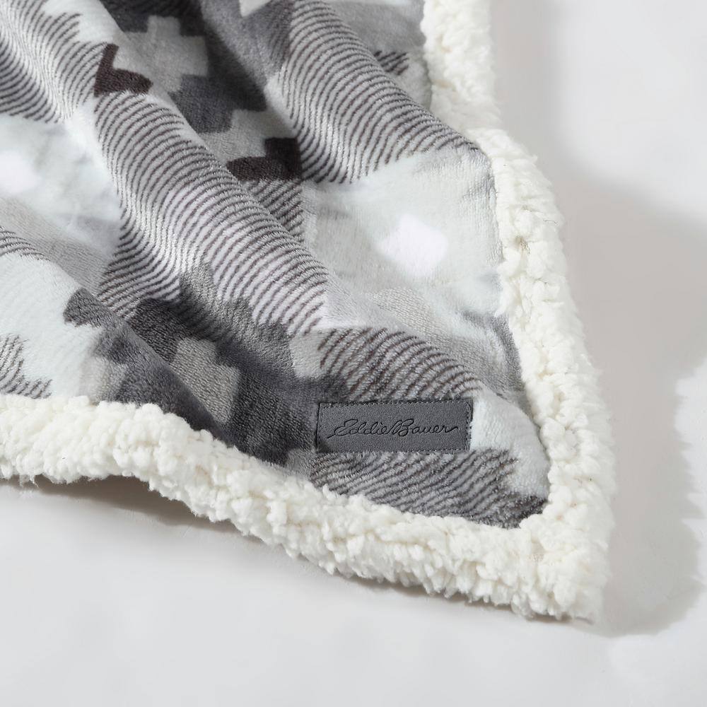 Ultra Soft Reversible Grey Fleece Sherpa Throw Blanket