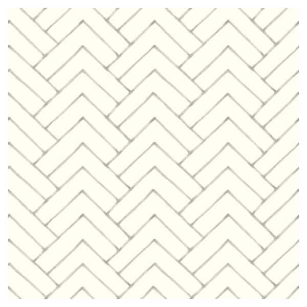 Chesapeake Oswin Tiered Herringbone Grey Pre-Pasted Non-Woven Wallpaper