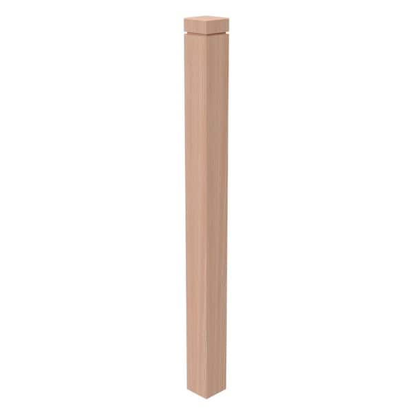 Stair Parts 48 in. x 3-1/2 in. Unfinished Red Oak 4001 Square Box Newel Post with Dado Cap for Stair Remodel