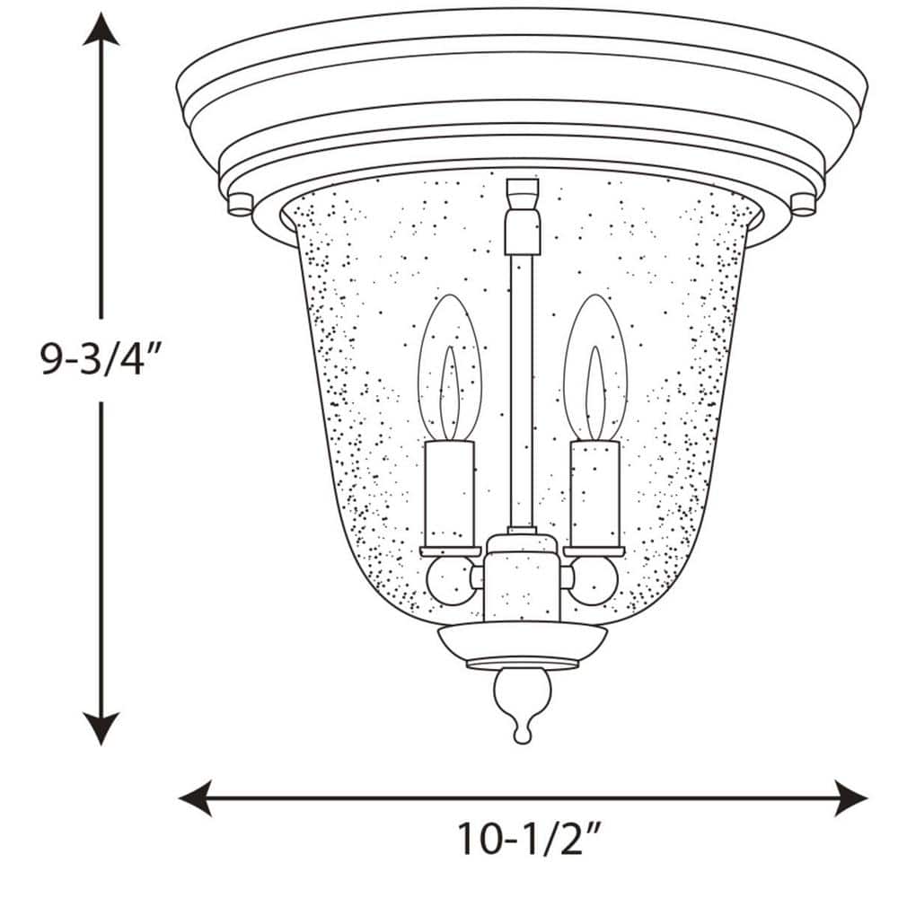 Antique Bronze 2-Light Flush Mount with Seeded Glass