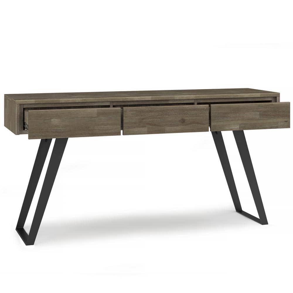 Urban Acacia & Metal 60" Console Table with Storage in Distressed Grey