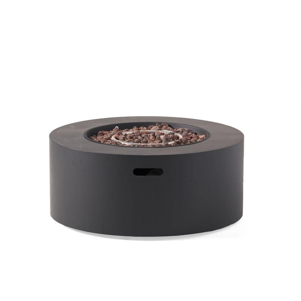 Dark Gray Round Iron Gas Fire Pit for Outdoor Seating