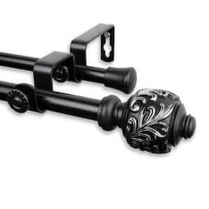 28 in. - 48 in. Telescoping 5/8 in. Double Curtain Rod Kit in Black with Tilly Finial
