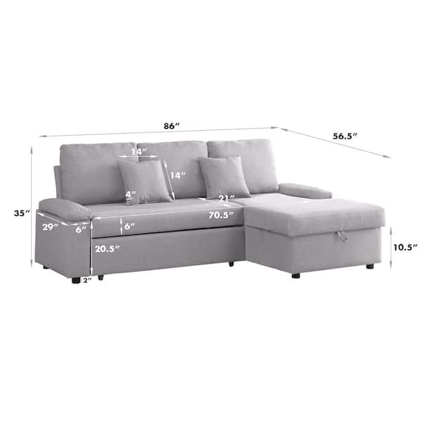 Seats Sectional Sofa Bed, White Fabric Sofas With Chaise