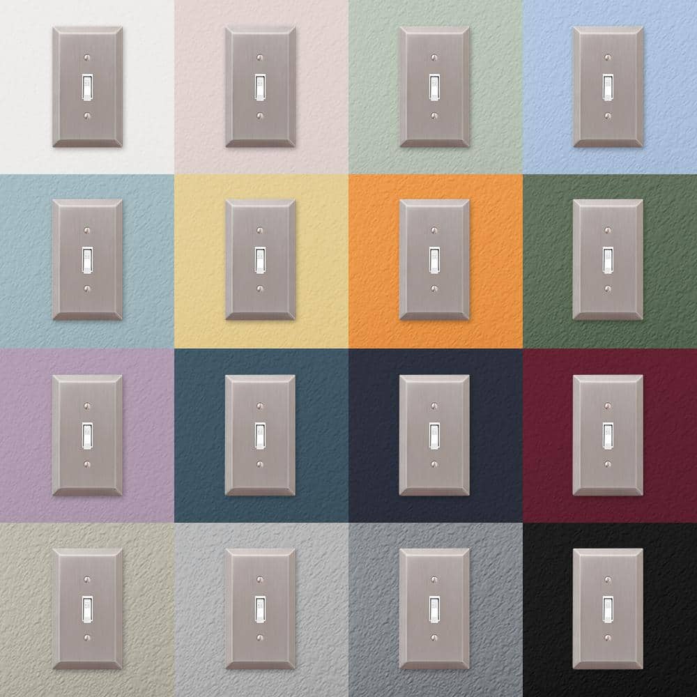Amerelle Brushed Nickel 1-Gang Stamped Steel Wall Plate