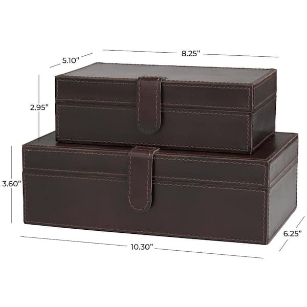 Litton Lane Rectangle Marble Box with Gold Handle (Set of 3), Black