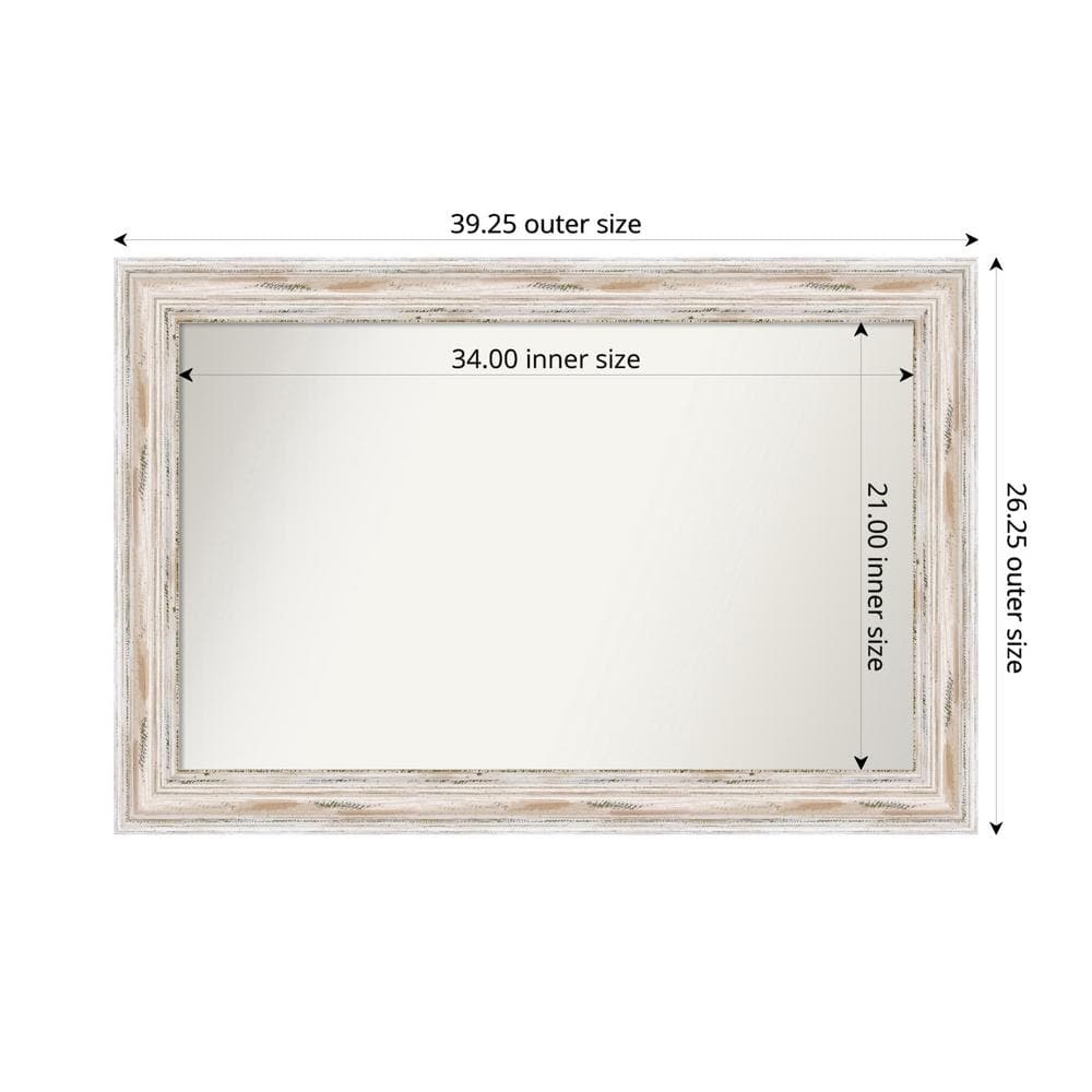 Alexandria White Wash Coastal Wood Framed Vanity Mirror