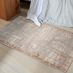 Rush Ivory/Taupe 3 ft. x 5 ft. Abstract Contemporary Area Rug