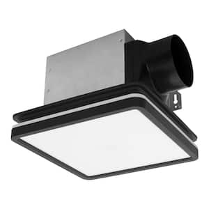 Bathroom Exhaust Fan with Light, Dimmable 3CCT LED Light with Night Light, 80 CFM, 2-Sones, Square, Black