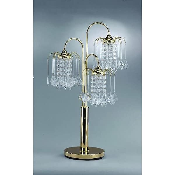 ORE International 34 in. H Polished Brass Table Lamp With Crystal