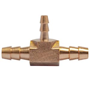 1/4 in. x 1/4 in. x 1/8 in. I.D. Brass Hose Barb Tee Fittings (5-Pack)