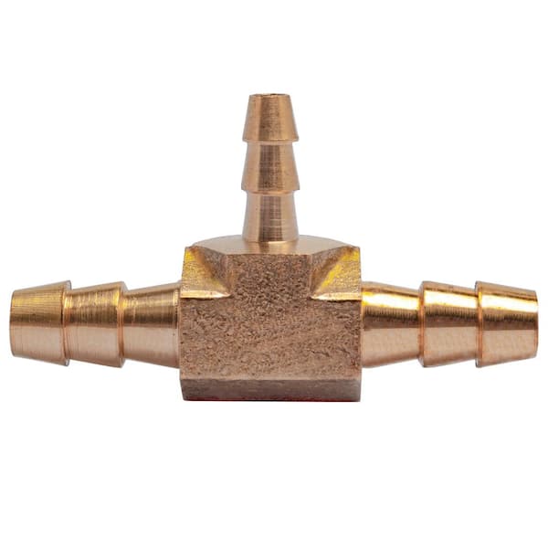 LTWFITTING 1/4 in. x 1/4 in. x 1/8 in. I.D. Brass Hose Barb Tee Fittings (5-Pack)
