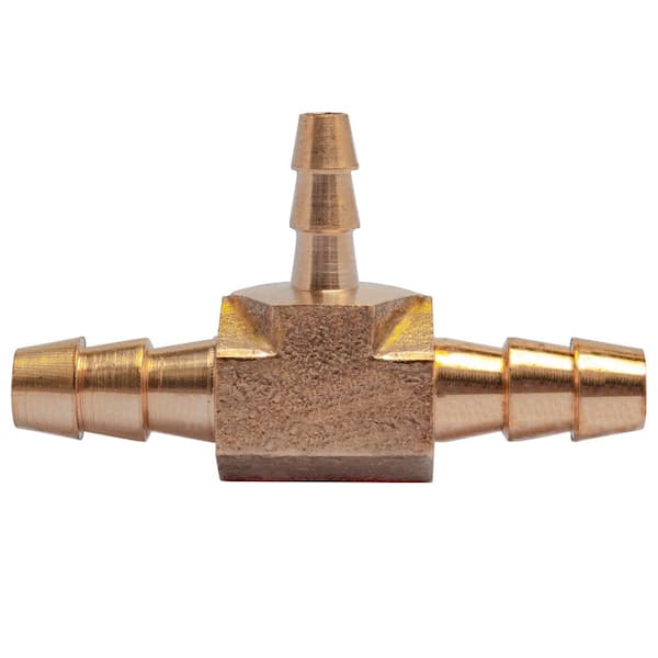 LTWFITTING 1/4 in. x 1/4 in. x 1/8 in. I.D. Brass Hose Barb Tee Fittings (20-Pack)