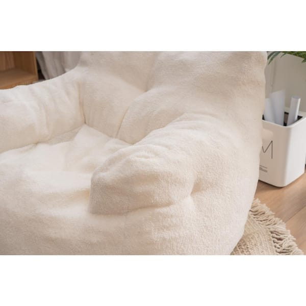 URTR Ivory Bean Bag Chair Soft Fabric Foam Filled Bean Bag Armrest Comfortable Couch Kid Adults 39 in. x 39 in. x 27.5 in.