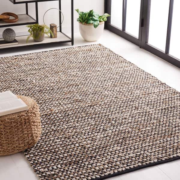 Natura 2 ft. x 4 ft. Black/Ivory Crosstitch Marle Area Rug