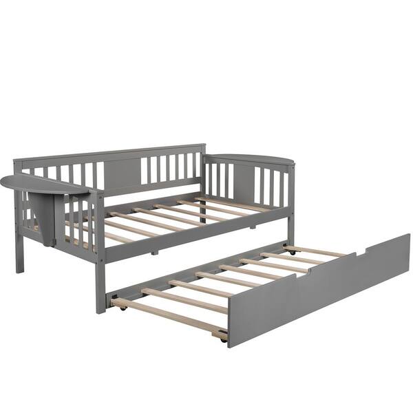 Harper & Bright Designs Gray Twin Size Wooden Daybed with Trundle