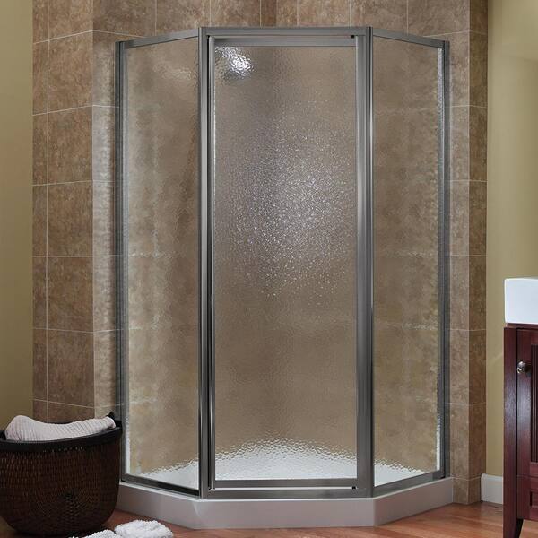Foremost Tides 36 In W X 70 In H Neo Angle Pivot Framed Corner Shower Enclosure In Silver With Rain Glass Tdna0470 Rn Sv