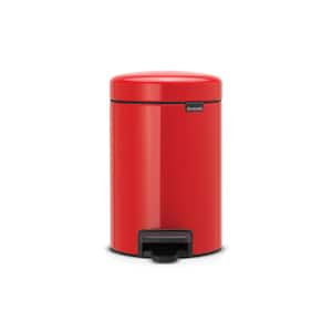 NewIcon 0.8 Gal. Passion Red Steel Step-On Trash Can