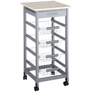 Gray Kitchen Cart with Drawer