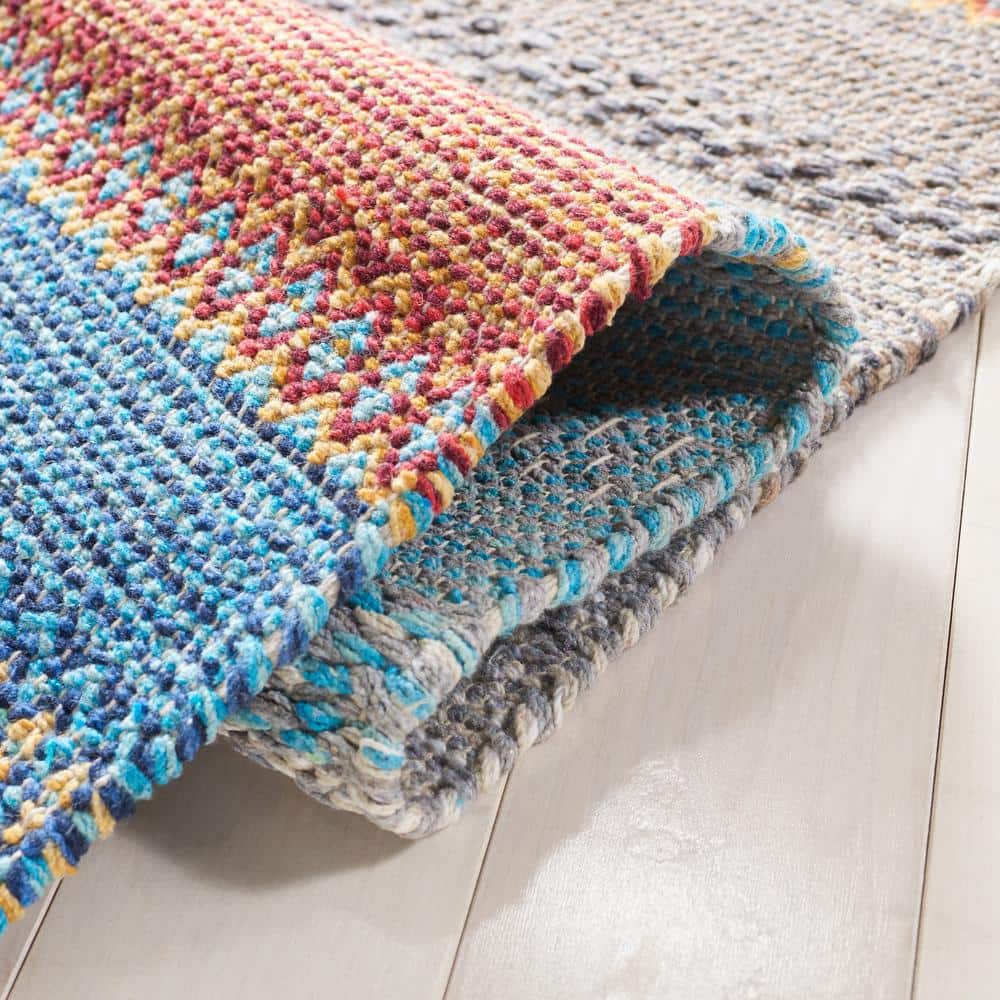 Coastal Charm Gray Stripe Handwoven Cotton Area Rug 8' x 10'