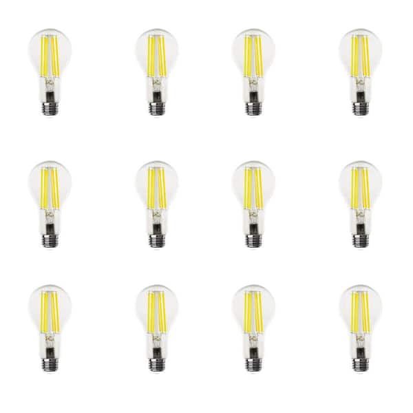 150-Watt Equivalent A21 Dimmable Clear Glass Filament E26 Medium Base LED Light Bulb, Daylight (5000K) (12-Pack)