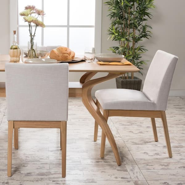 Kwame Light Beige and Oak Dining Chairs (Set of 2)