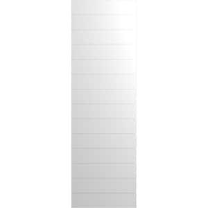 12 in. x 39 in. True Fit PVC Horizontal Slat Modern Style Fixed Mount Board and Batten Shutters Pair in White