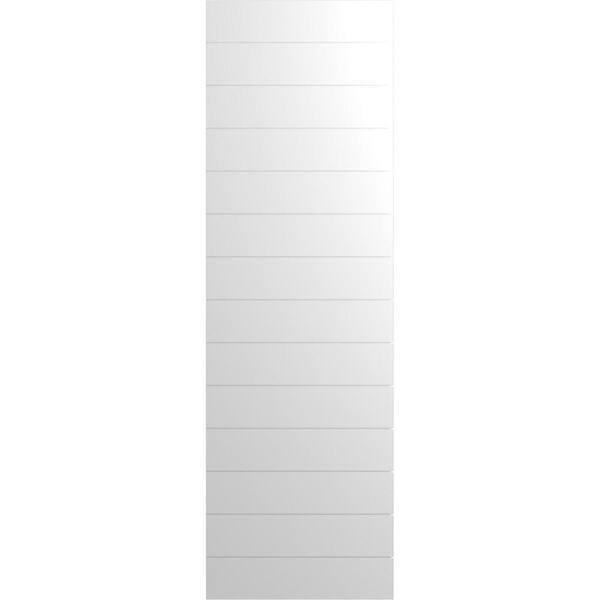 Ekena Millwork 15 in. x 26 in. True Fit PVC Horizontal Slat Modern Style Fixed Mount Board and Batten Shutters Pair in White