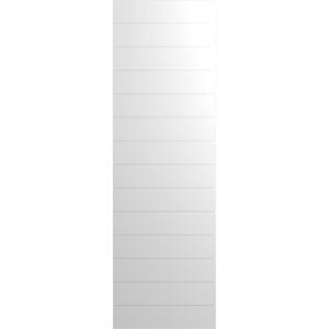 15 in. x 32 in. True Fit PVC Horizontal Slat Modern Style Fixed Mount Board and Batten Shutters Pair in White