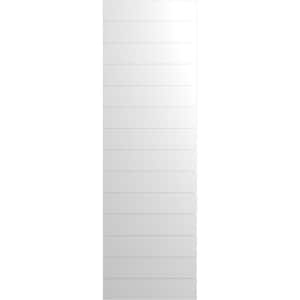 18 in. x 38 in. True Fit PVC Horizontal Slat Modern Style Fixed Mount Board and Batten Shutters Pair in White