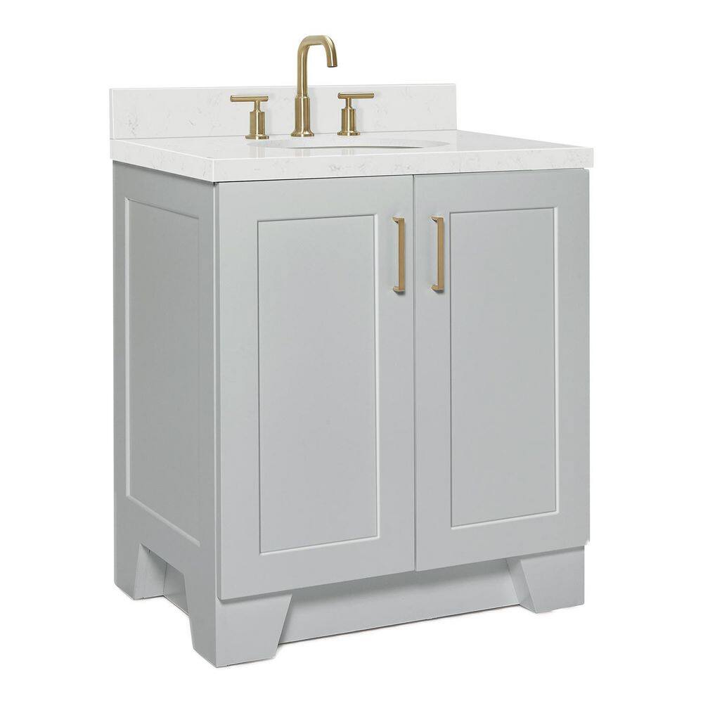 Gray Hardwood 30.25'' Single Basin Freestanding Vanity