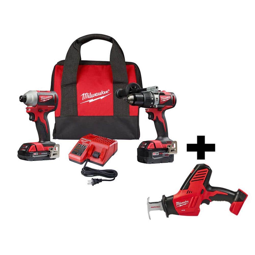Milwaukee M18 18V Lithium-Ion Brushless Cordless Hammer Drill/Impact Combo Kit (2-Tool) with Free M18 Hackzall -  2893-22CX-2AQ