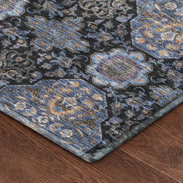 Mayfield Premium Machine Washable Abstract AMF2483 Black 5 ft. x 7 ft. 6 in. Area Rug