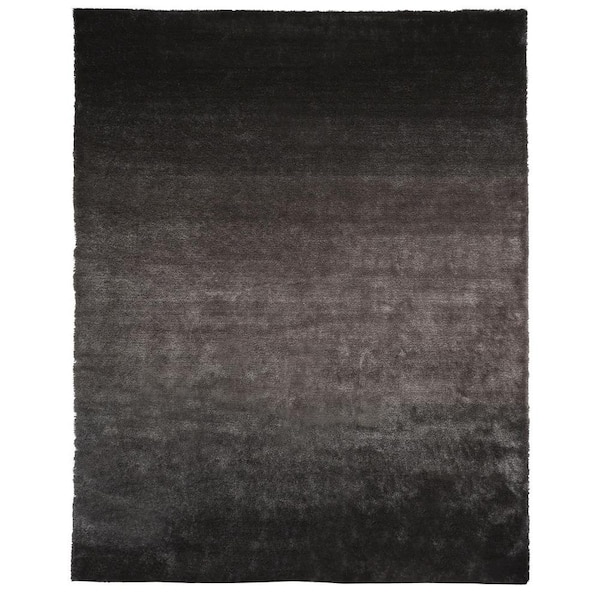 HomeRoots 8 x 10 Gray and Black Solid Color Area Rug