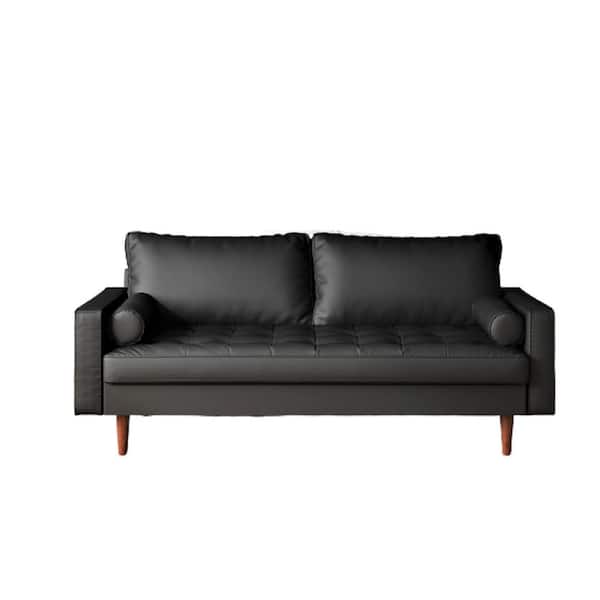 US Pride Furniture 70 in. Square Arm 3-Seater Sofa in Black