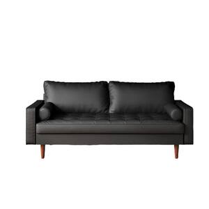 Lincoln 69.7 in. Black Faux Leather 3-Seater Lawson Sofa with Removable Cushions