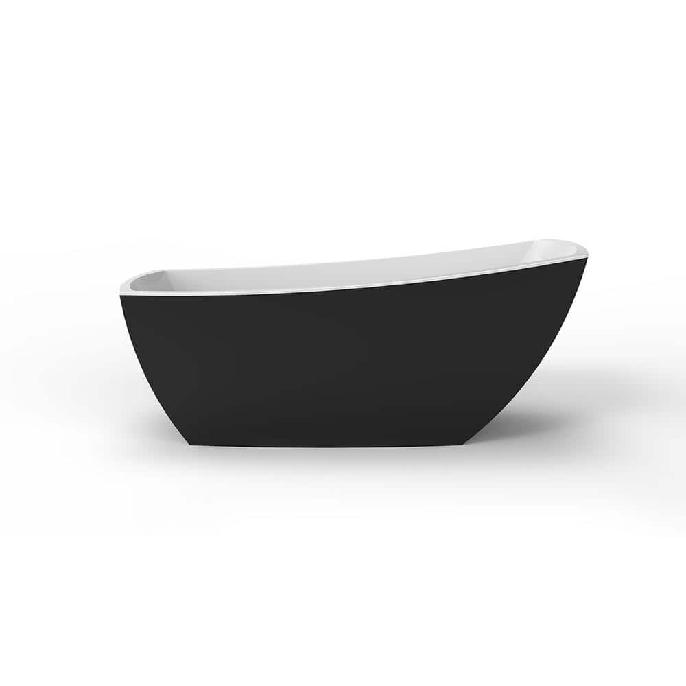 Yori 59 in. x 31 in. Rectangular Soaking Bathtub with End Drain in Matte Black price history on PriceWatchPro